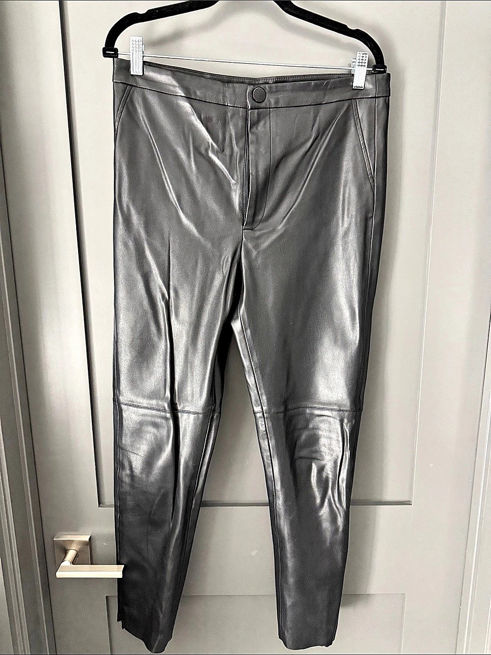 Zara Faux Leather Pants with Slit black Size Large